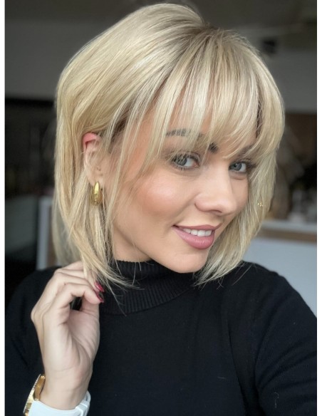 Idalia LRll-Krótka peruka z włosów naturalnych  S/M z grzywką