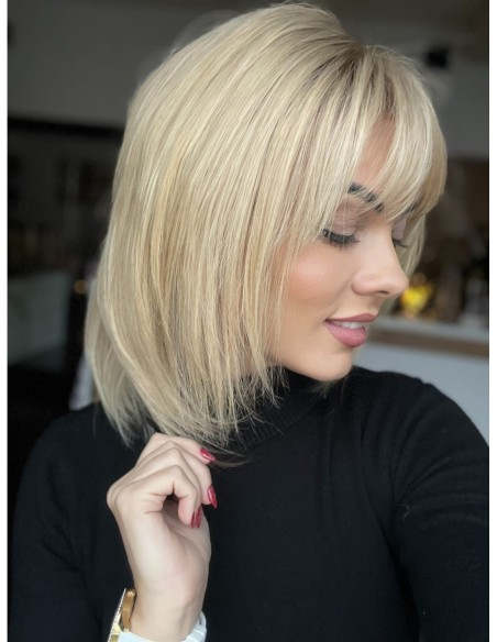 Idalia LRll-Krótka peruka z włosów naturalnych  S/M z grzywką