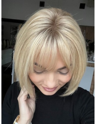 Idalia LRll-Krótka peruka z włosów naturalnych  S/M z grzywką