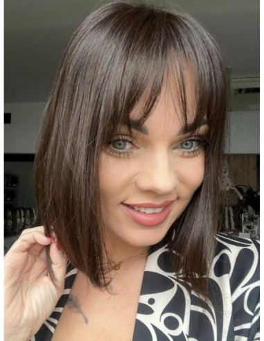 Nila 30 cm z grzywką  silk top-topper z włosów naturalnych