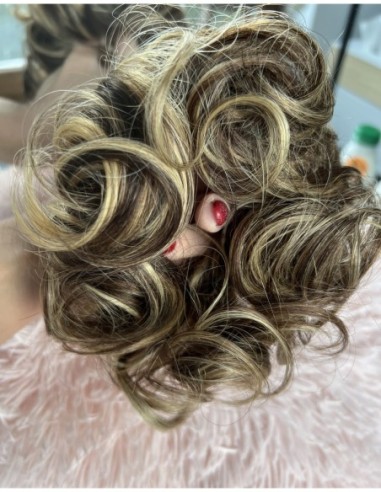 Gumka z włosów naturalnych  brąz z refleksami