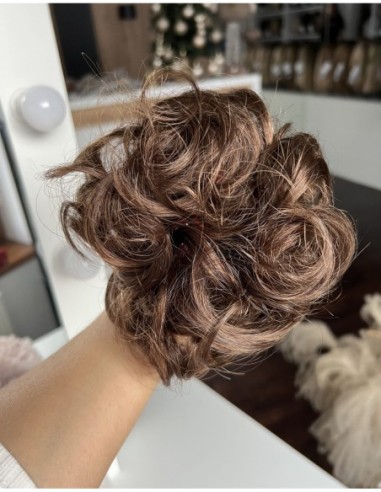 Gumka z włosów naturalnych ciepły ciemny brąz K4