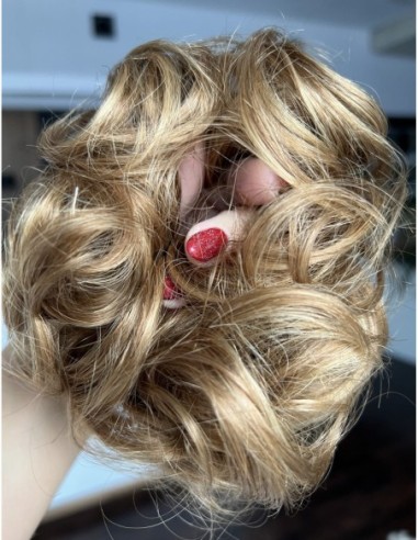 Gumka z włosów naturalnych ciepły jasny baleyage  brąz