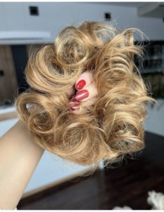 Gumka z włosów naturalnych ciepły jasny baleyage  brąz 2