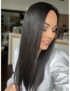 "FREYA 50-55 CM" DŁUGI CZARNY  TOPPER Z WŁOSÓW NATURALNYCH 2