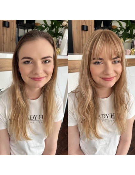 Grzywka/mini topper z włosów naturalnych 01D  baleyage blond 45 cm