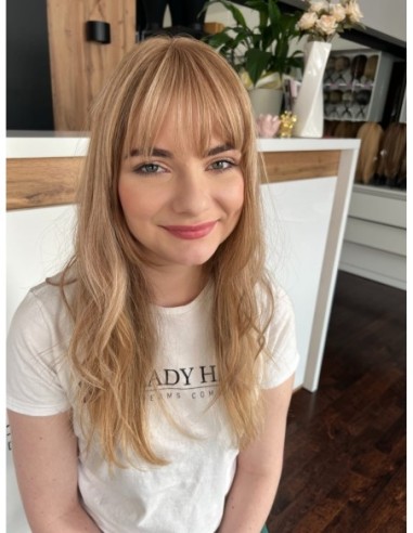 Grzywka/mini topper z włosów naturalnych 01D  baleyage blond 45 cm
