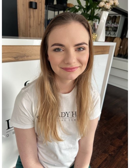 Grzywka/mini topper z włosów naturalnych 01D  baleyage blond 45 cm