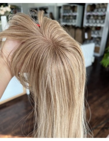 Grzywka/mini topper z włosów naturalnych 01D  baleyage blond 45 cm