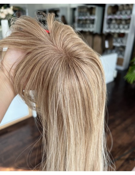 Grzywka/mini topper z włosów naturalnych 01D  baleyage blond 45 cm