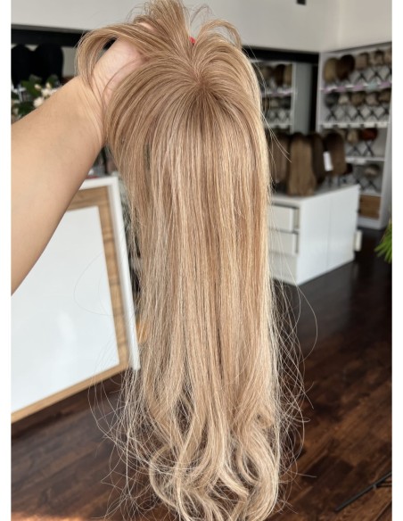 Grzywka/mini topper z włosów naturalnych 01D  baleyage blond 45 cm