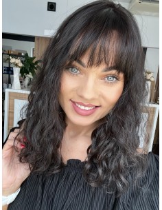 "INA 40 CM Z GRZYWKĄ" TOPPER Z WŁOSÓW NATURALNYCH  KRĘCONYCH