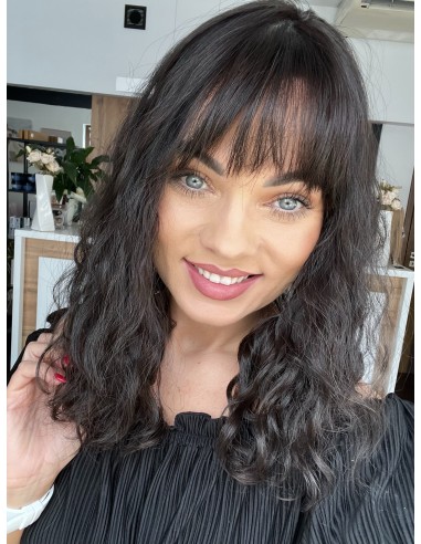 "INA 40 CM Z GRZYWKĄ" TOPPER Z WŁOSÓW NATURALNYCH  KRĘCONYCH