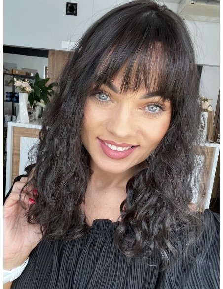 "INA 40 CM Z GRZYWKĄ" TOPPER Z WŁOSÓW NATURALNYCH  KRĘCONYCH