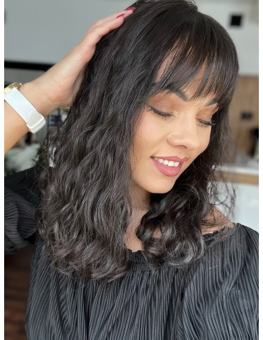 "INA 40 CM Z GRZYWKĄ" TOPPER Z WŁOSÓW NATURALNYCH  KRĘCONYCH