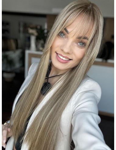 "MILENA 65 CM Z GRZYWKĄ "DŁUGI TOPPER Z WŁOSÓW NATURALNYCH  PREMIUM