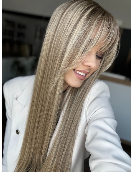 "MILENA 65 CM Z GRZYWKĄ "DŁUGI TOPPER Z WŁOSÓW NATURALNYCH  PREMIUM