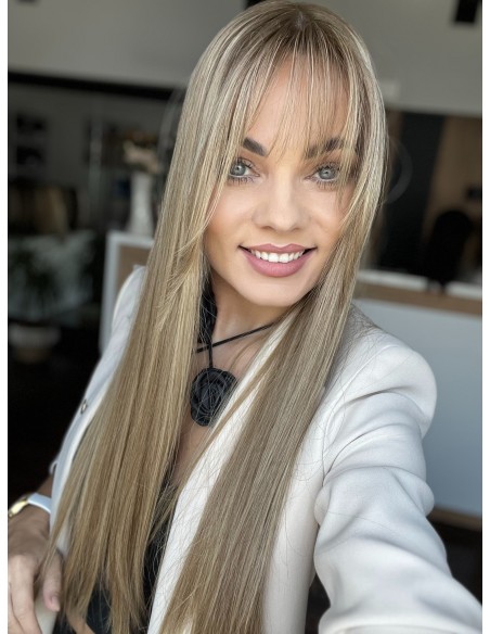 "MILENA 65 CM Z GRZYWKĄ "DŁUGI TOPPER Z WŁOSÓW NATURALNYCH  PREMIUM