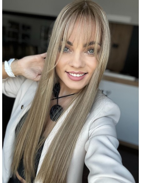 "MILENA 65 CM Z GRZYWKĄ "DŁUGI TOPPER Z WŁOSÓW NATURALNYCH  PREMIUM