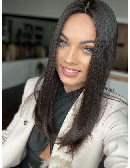 Olivia 1B 50 cm-Długa peruka z włosów naturalnych  S/M