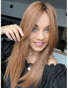 "HANA 45-50 cm "TOPPER Z WŁOSÓW NATURALNYCH  Z GRZYWKĄ NA BOKI