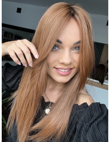 "HANA 45-50 cm "TOPPER Z WŁOSÓW NATURALNYCH  Z GRZYWKĄ NA BOKI