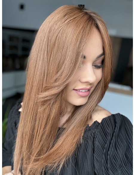 "HANA 45-50 cm "TOPPER Z WŁOSÓW NATURALNYCH  Z GRZYWKĄ NA BOKI