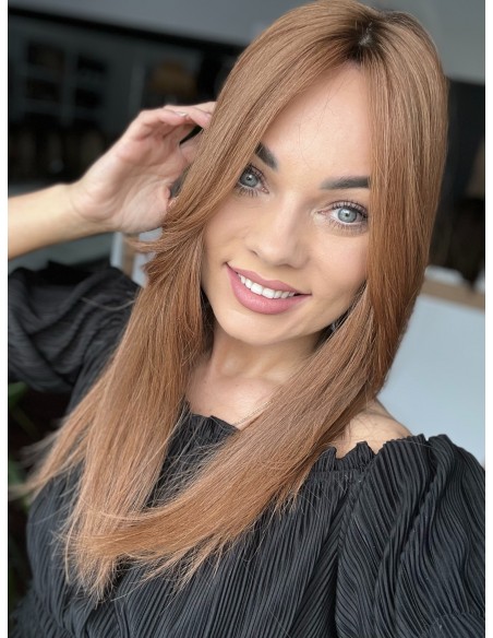 "HANA 45-50 cm "TOPPER Z WŁOSÓW NATURALNYCH  Z GRZYWKĄ NA BOKI