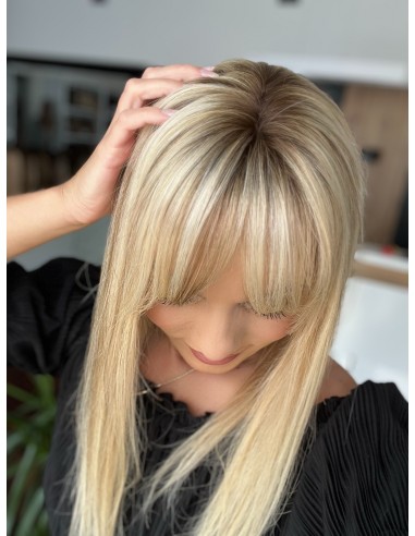 Natalia z grzywką 45 cm-Mono topper z włosów naturalnych