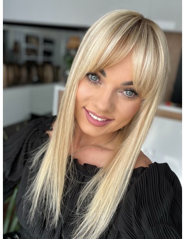 Natalia z grzywką 45 cm-Mono topper z włosów naturalnych