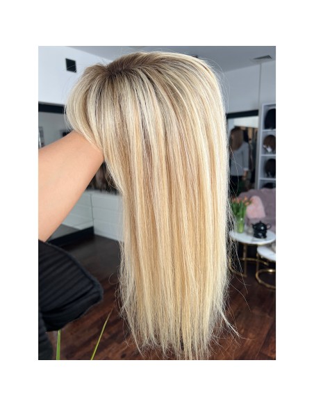 Natalia z grzywką 45 cm-Mono topper z włosów naturalnych