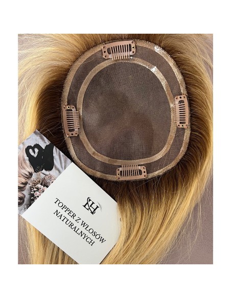 Natalia z grzywką 45 cm-Mono topper z włosów naturalnych