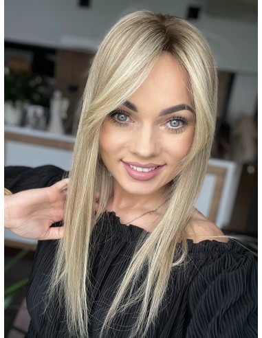 Natalia 45 cm z grzywką Hollywood -Mono topper z włosów naturalnych