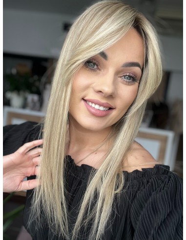 Natalia 45 cm z grzywką Hollywood -Mono topper z włosów naturalnych