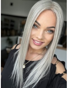 Topper Natalia 03 – lekki srebrzysty topper z włosów europejskich 2