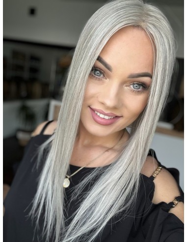 Topper Natalia 03 – lekki srebrzysty topper z włosów europejskich