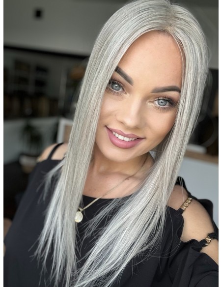 Topper Natalia 03 – lekki srebrzysty topper z włosów europejskich