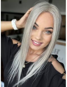 Topper Natalia 03 – lekki srebrzysty topper z włosów europejskich