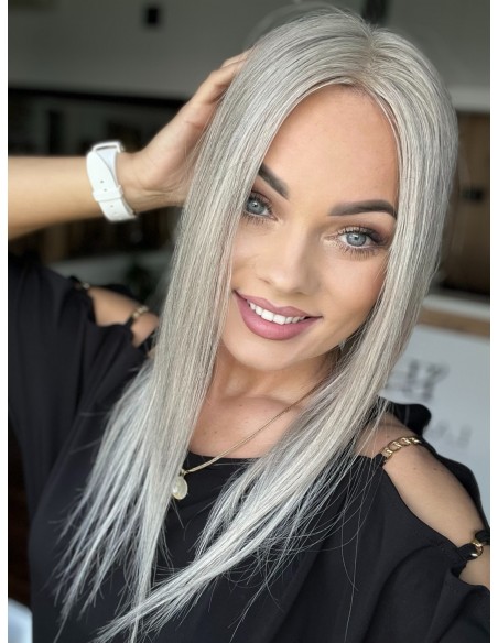 Topper Natalia 03 – lekki srebrzysty topper z włosów europejskich