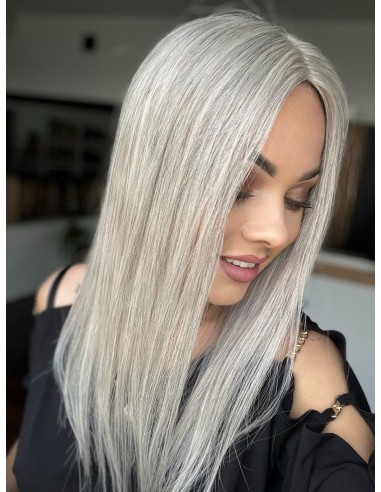 Topper Natalia 03 – lekki srebrzysty topper z włosów europejskich