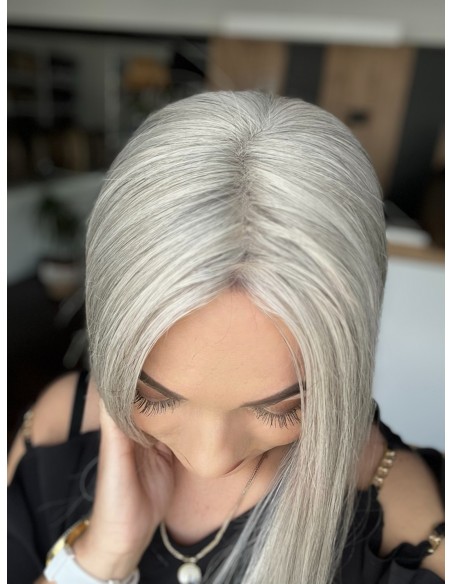 Topper Natalia 03 – lekki srebrzysty topper z włosów europejskich