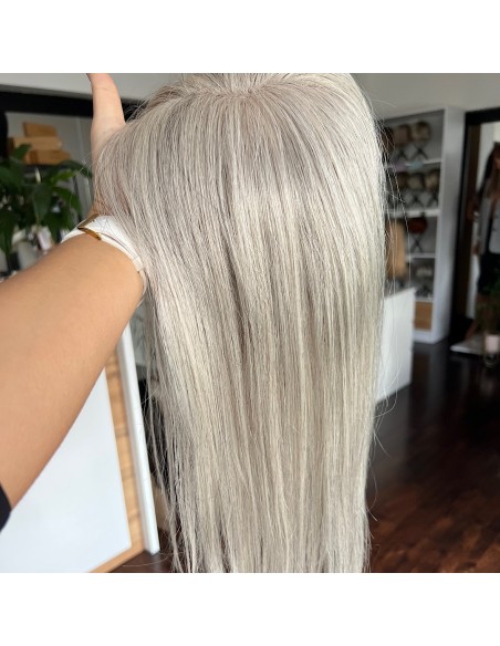 Topper Natalia 03 – lekki srebrzysty topper z włosów europejskich