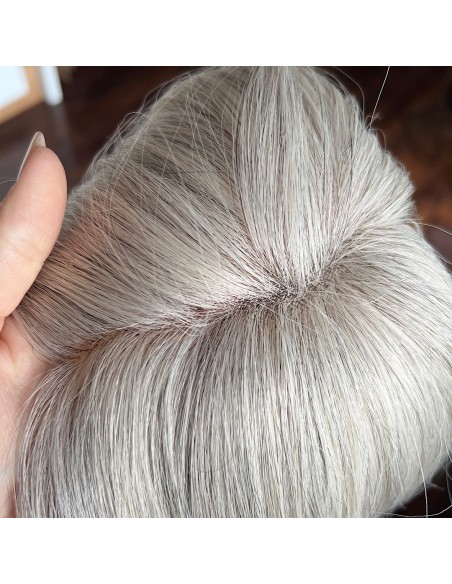 Topper Natalia 03 – lekki srebrzysty topper z włosów europejskich