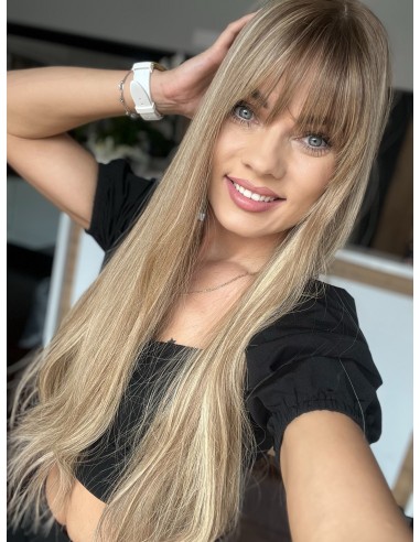 MILENA 70 CM Z GRZYWKĄ DŁUGI TOPPER Z WŁOSÓW NATURALNYCH  PREMIUM