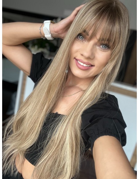 MILENA 70 CM Z GRZYWKĄ DŁUGI TOPPER Z WŁOSÓW NATURALNYCH  PREMIUM