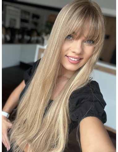 MILENA 70 CM Z GRZYWKĄ DŁUGI TOPPER Z WŁOSÓW NATURALNYCH  PREMIUM