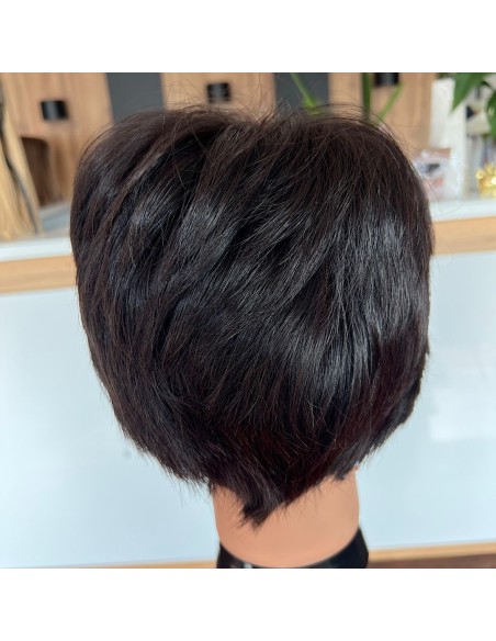 Mona-Brązowa krótka peruka z włosów naturalnych  XS