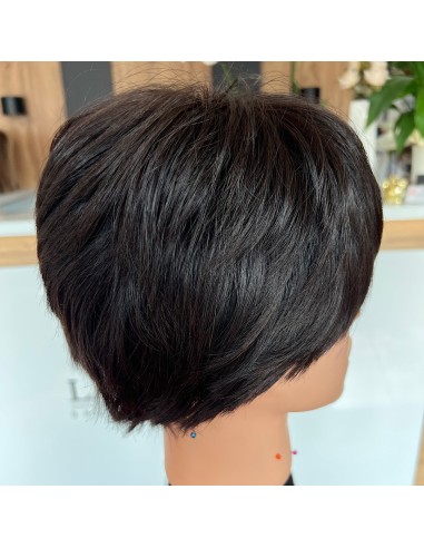 Mona-Brązowa krótka peruka z włosów naturalnych  XS