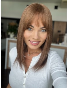 "ELURA" 40-45  PERUKA Z WŁOSÓW NATURALNYCH Z GRZYWKĄ