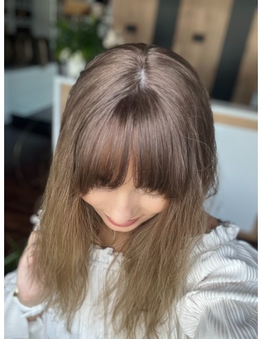 "Gabi z grzywką 40  cm Peruka z włosów naturalnych  falowanych "S/M" PREMIUM